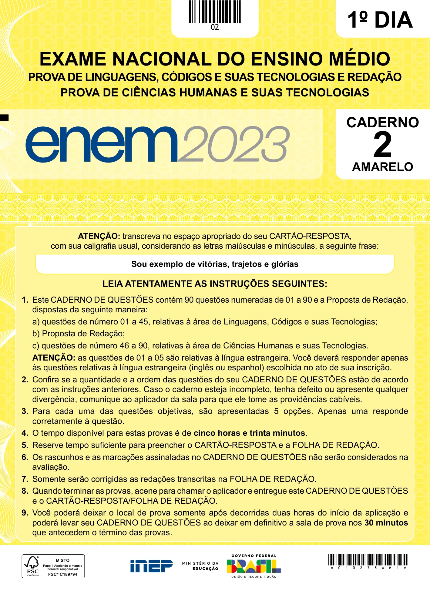 ENEM 2023 Dia 1 Caderno Amarelo