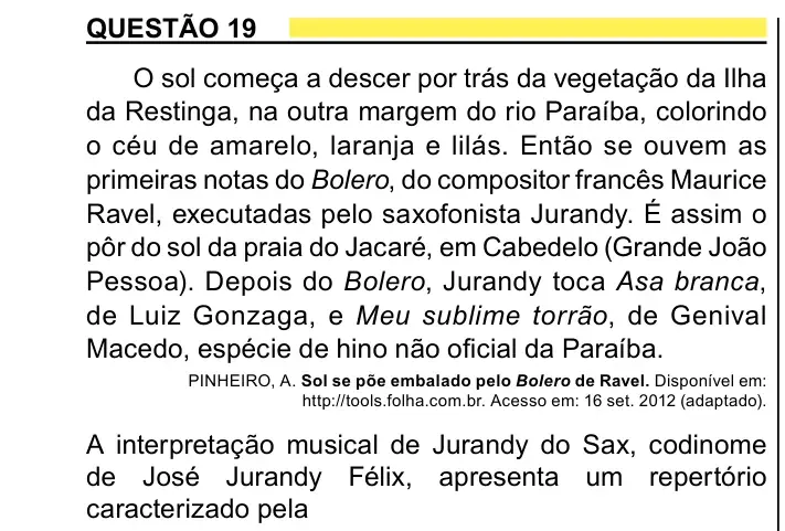 Enunciado da questão 19 do ENEM 2023 Dia 1