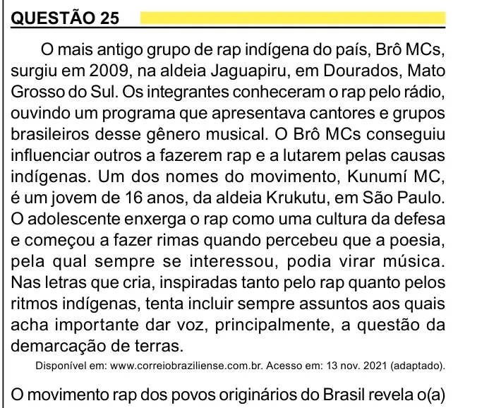 Enunciado da questão 25 do ENEM 2023 Dia 1
