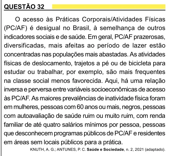 Enunciado da questão 32 do ENEM 2023 Dia 1