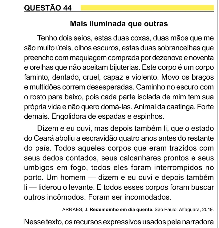 Enunciado da questão 44 do ENEM 2023 Dia 1
