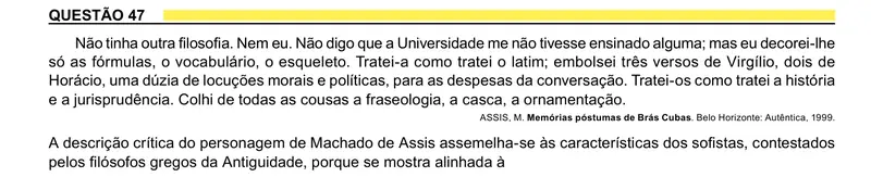 Enunciado da questão 47 do ENEM 2023 Dia 1