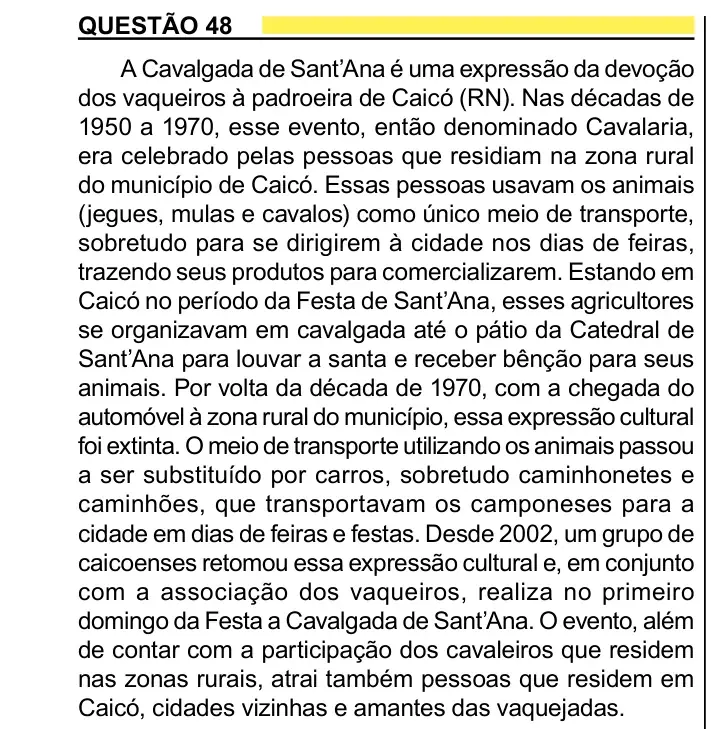 Enunciado da questão 48 do ENEM 2023 Dia 1