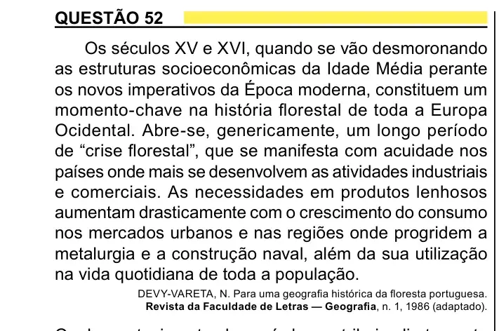 Enunciado da questão 52 do ENEM 2023 Dia 1