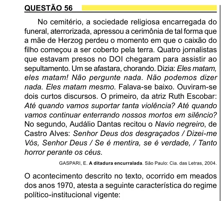 Enunciado da questão 56 do ENEM 2023 Dia 1