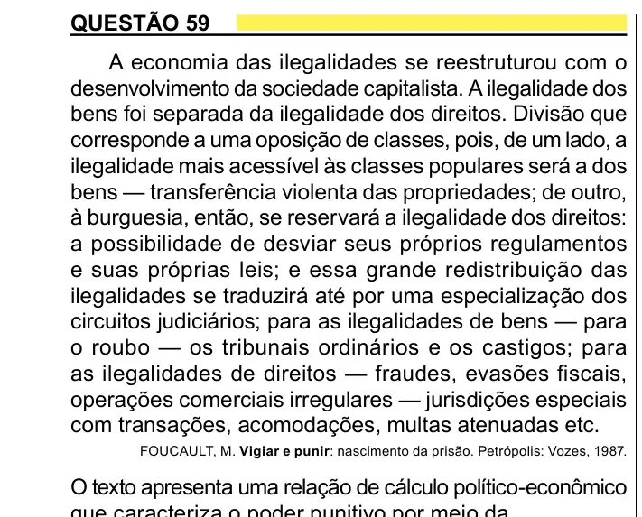 Enunciado da questão 59 do ENEM 2023 Dia 1