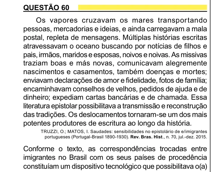 Enunciado da questão 60 do ENEM 2023 Dia 1