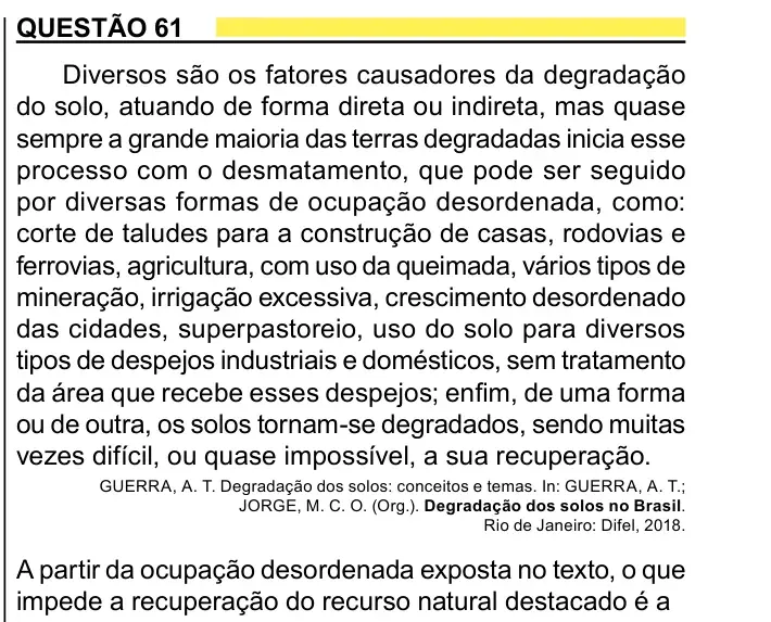 Enunciado da questão 61 do ENEM 2023 Dia 1