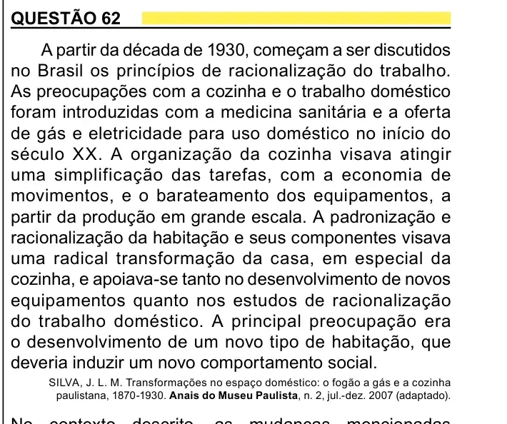 Enunciado da questão 62 do ENEM 2023 Dia 1