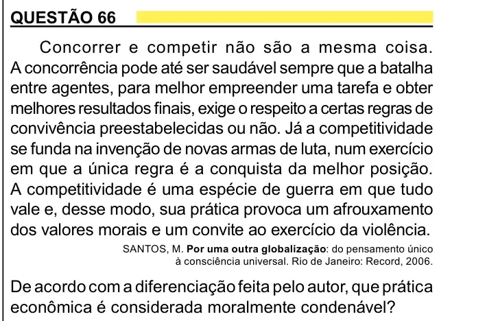 Enunciado da questão 66 do ENEM 2023 Dia 1