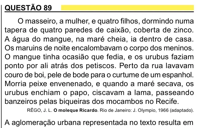 Enunciado da questão 89 do ENEM 2023 Dia 1