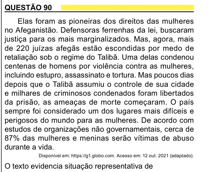 Enunciado da questão 90 do ENEM 2023 Dia 1