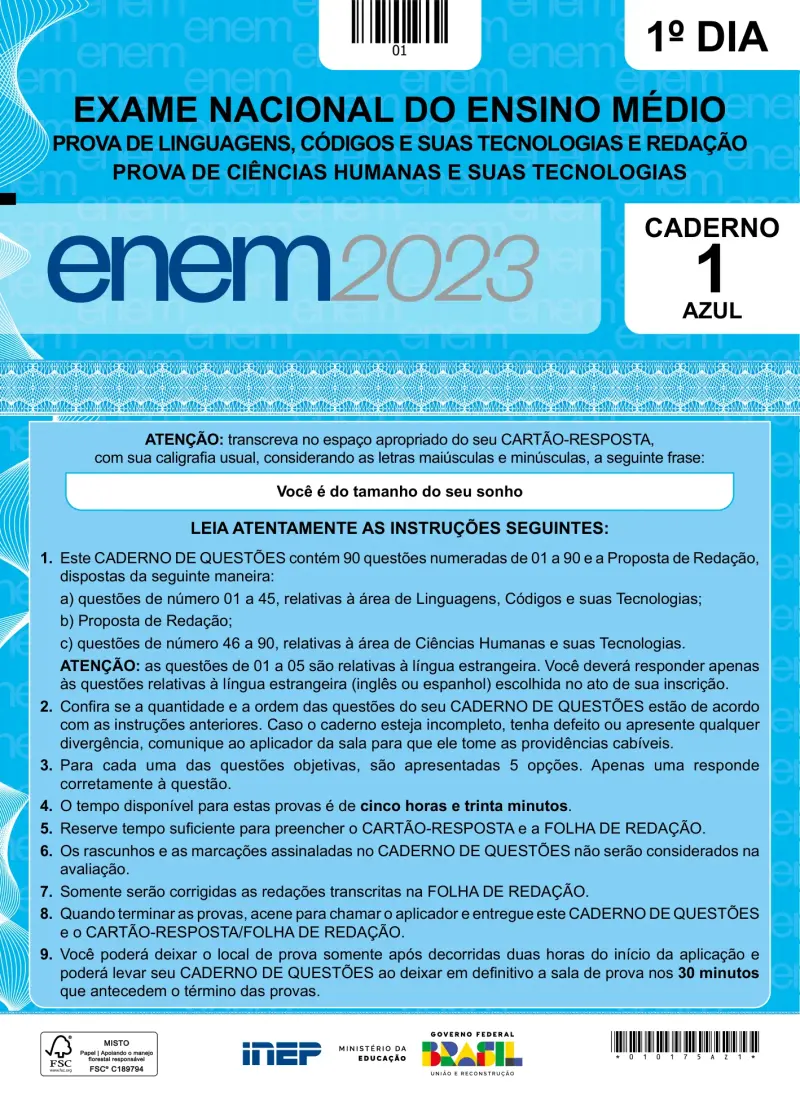ENEM 2023 Dia 1 Caderno Azul