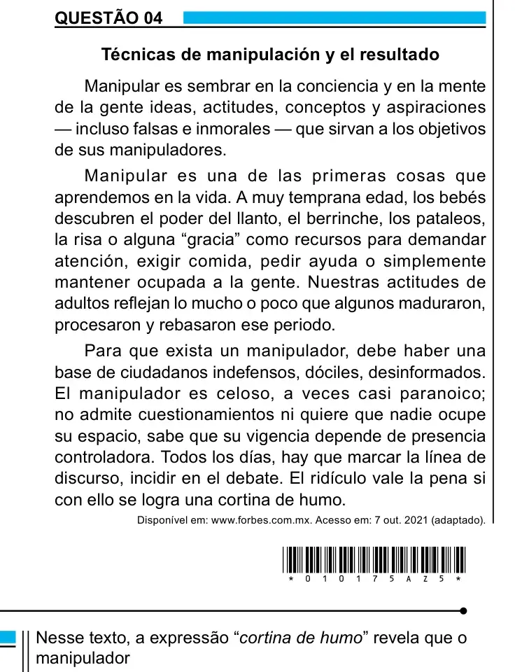 Enunciado da questão 4 do ENEM 2023