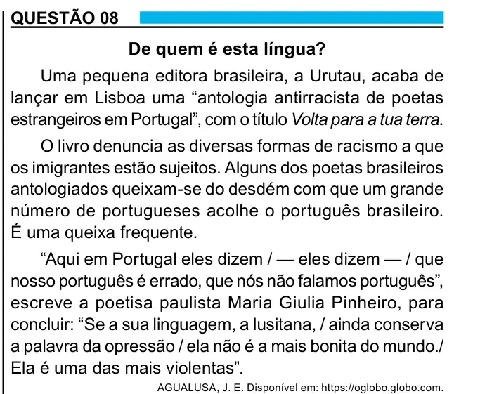 Enunciado da questão 8 do ENEM 2023