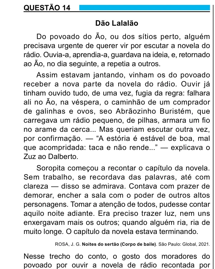 Enunciado da questão 14 do ENEM 2023
