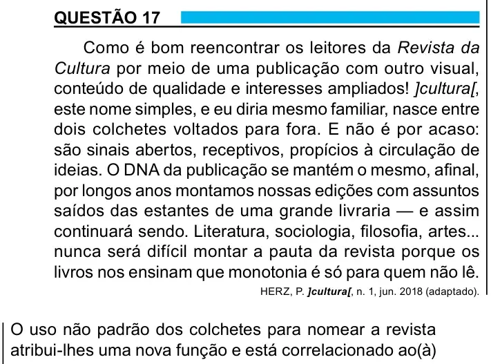 Enunciado da questão 17 do ENEM 2023