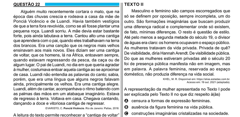 Enunciado da questão 22 do ENEM 2023