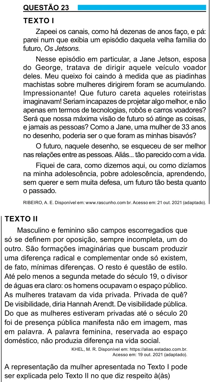 Enunciado da questão 23 do ENEM 2023
