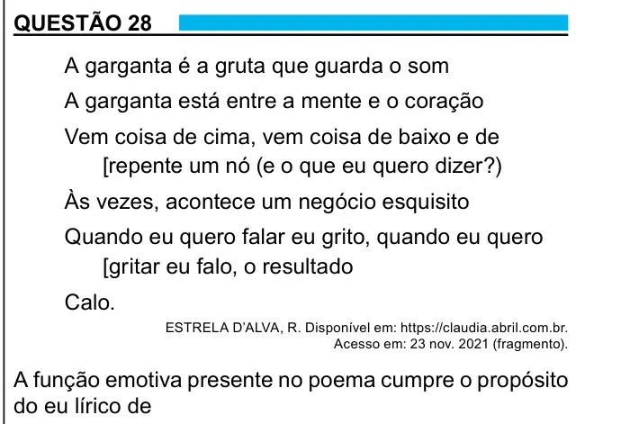 Enunciado da questão 28 do ENEM 2023