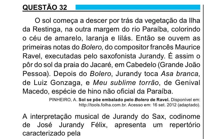 Enunciado da questão 32 do ENEM 2023