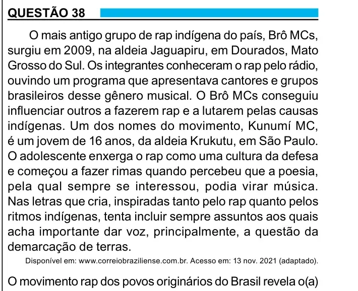 Enunciado da questão 38 do ENEM 2023