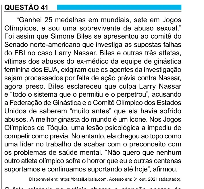 Enunciado da questão 41 do ENEM 2023