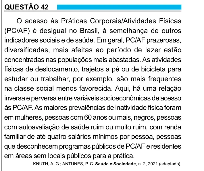 Enunciado da questão 42 do ENEM 2023
