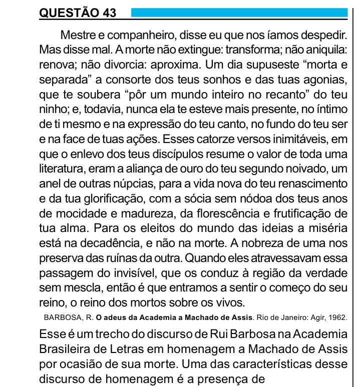Enunciado da questão 43 do ENEM 2023