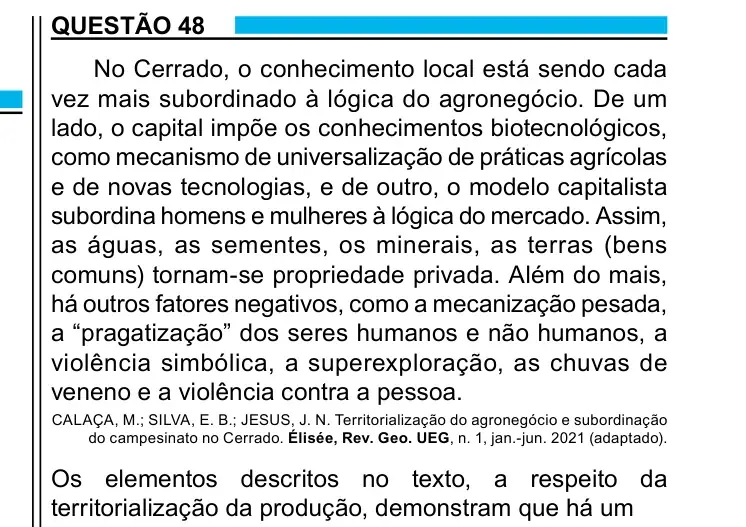 Enunciado da questão 48 do ENEM 2023