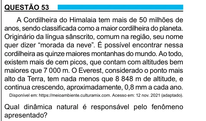 Enunciado da questão 53 do ENEM 2023