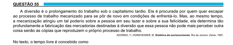Enunciado da questão 55 do ENEM 2023