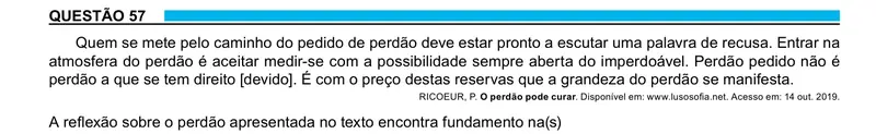 Enunciado da questão 57 do ENEM 2023