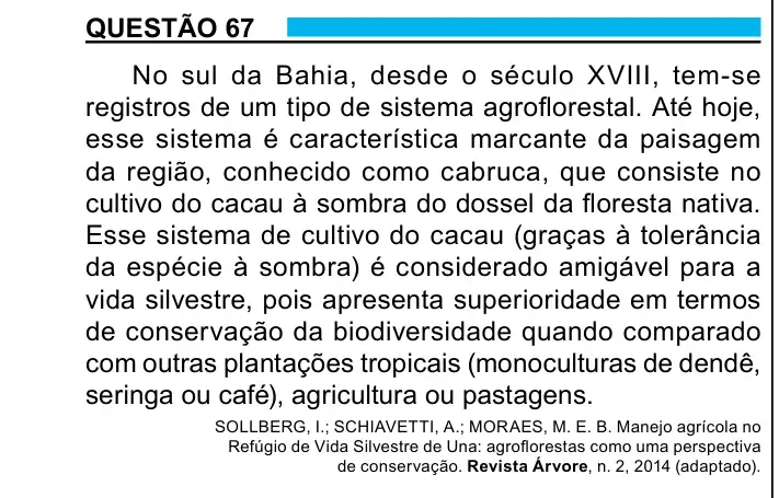 Enunciado da questão 67 do ENEM 2023