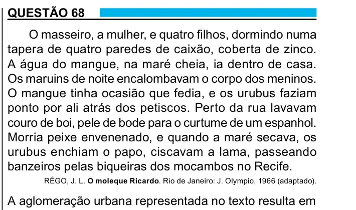 Enunciado da questão 68 do ENEM 2023