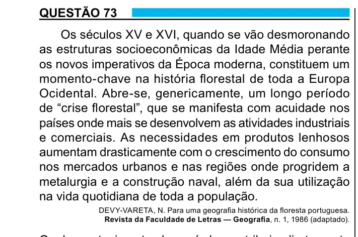 Enunciado da questão 73 do ENEM 2023