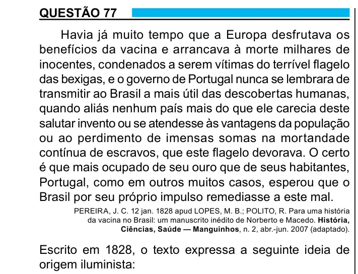 Enunciado da questão 77 do ENEM 2023