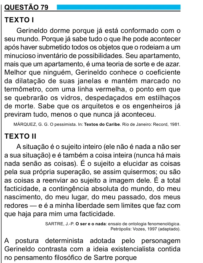 Enunciado da questão 79 do ENEM 2023