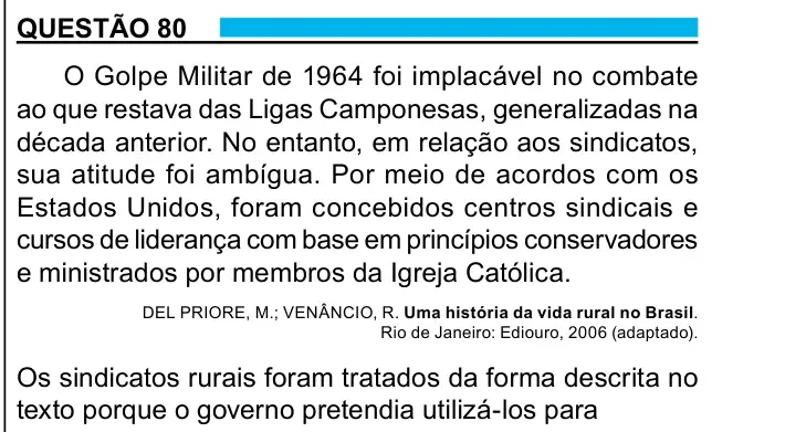 Enunciado da questão 80 do ENEM 2023
