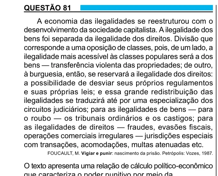 Enunciado da questão 81 do ENEM 2023