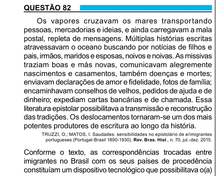 Enunciado da questão 82 do ENEM 2023
