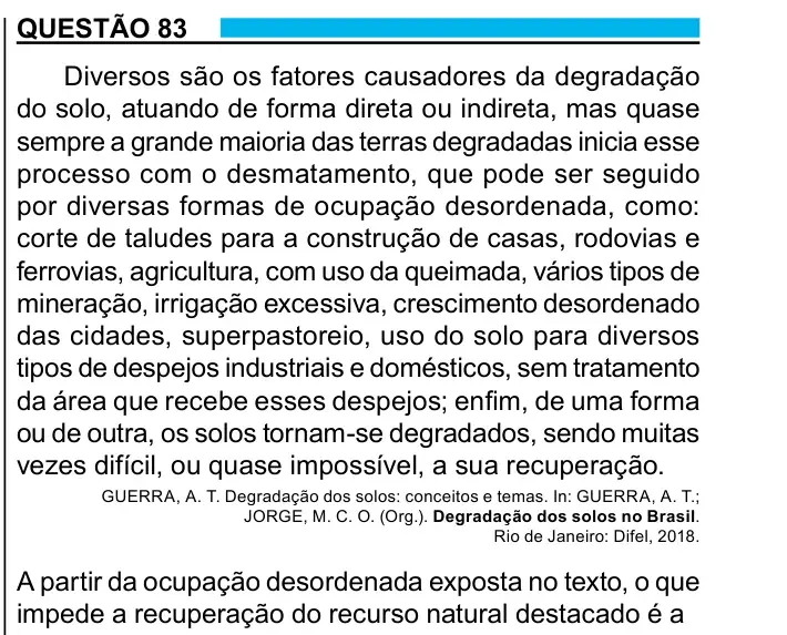 Enunciado da questão 83 do ENEM 2023