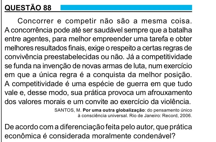 Enunciado da questão 88 do ENEM 2023