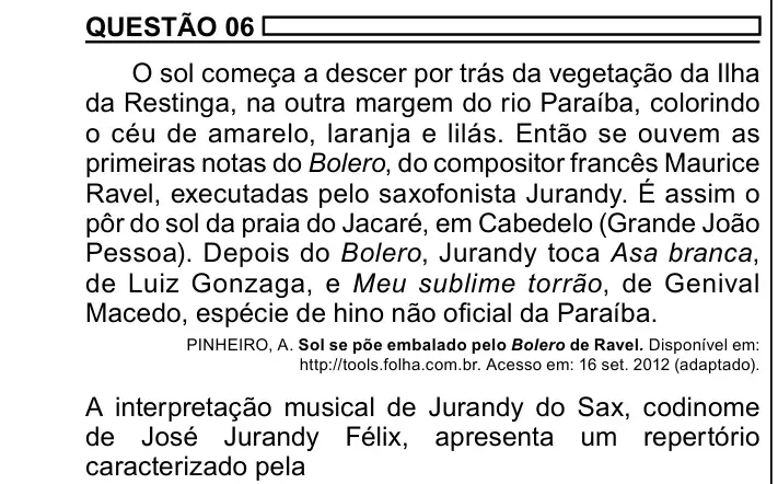 Enunciado da questão 6 do ENEM 2023 Dia 1