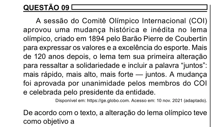 Enunciado da questão 9 do ENEM 2023 Dia 1