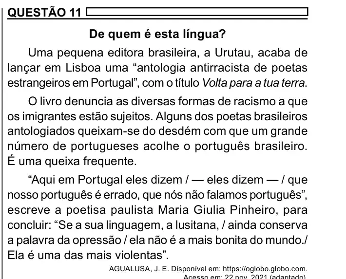 Enunciado da questão 11 do ENEM 2023 Dia 1