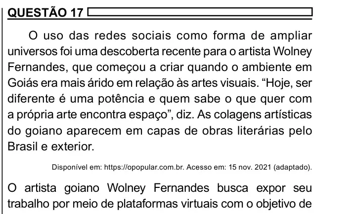 Enunciado da questão 17 do ENEM 2023 Dia 1