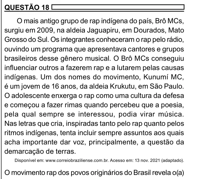 Enunciado da questão 18 do ENEM 2023 Dia 1
