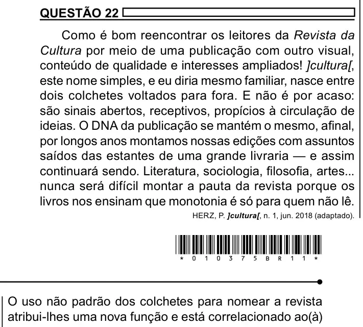 Enunciado da questão 22 do ENEM 2023 Dia 1