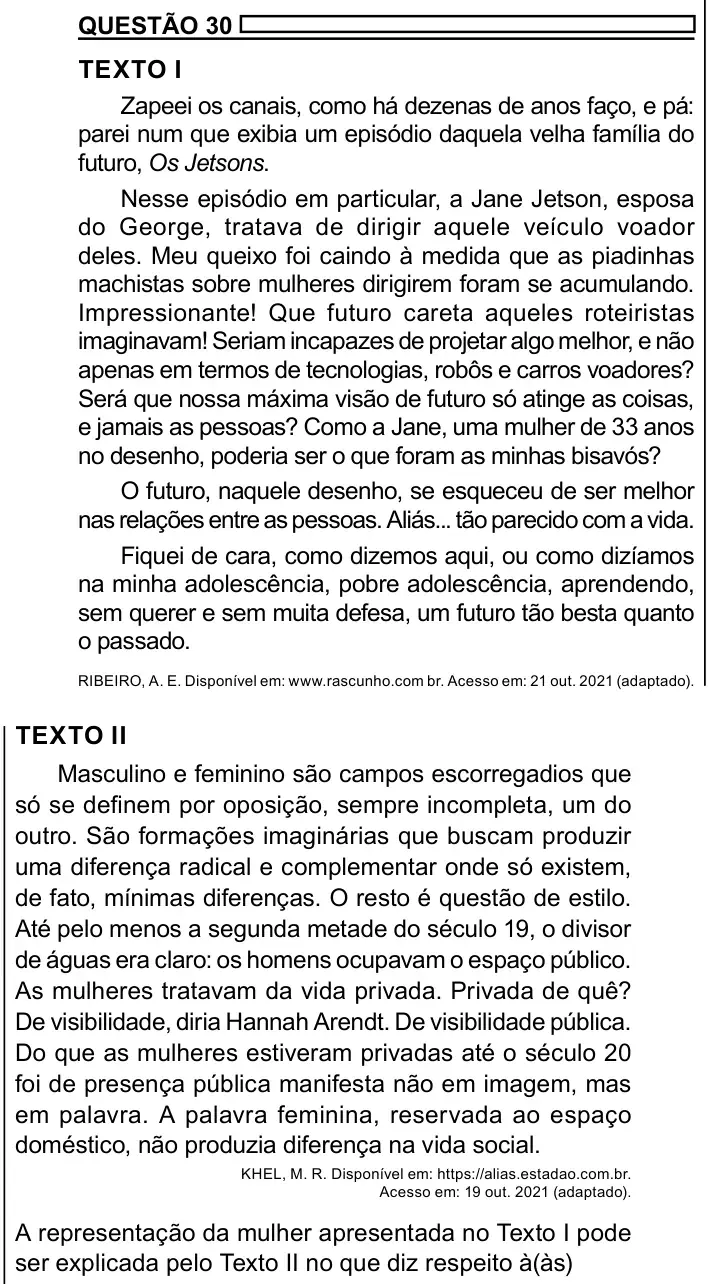 Enunciado da questão 30 do ENEM 2023 Dia 1